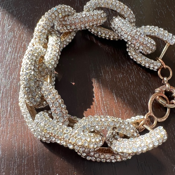 Pave Chunky Crystal & Chain Bracelet | Gold - Picture 4 of 7